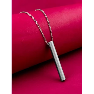 Silver Stainless Steel Round Bar Pendant adjustable Necklace chain