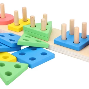 Geometric Shape Matching 5 Column Blocks Learning Toys