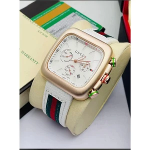 Gucci Chronograph White Leather Edition Watch For Men (SG-262)