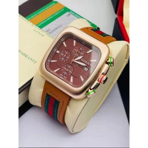 Luxurious Gucci Chronograph Brown Leather Edition Watch For Men (SG-260)