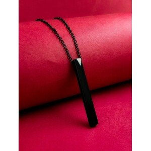 Stainless Steel Black Locket Pendant Set, Rhodium Alloy Locket Set