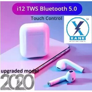 XANK TWS i12 Bluetooth Earphone with Portable Charging Case (White, True Wireless)