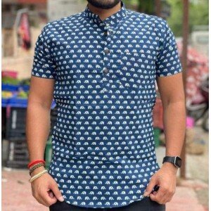 Men's Cotton Blend Printed Half Sleeves Shirt