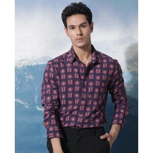 Men's Poly Cotton Printed Full Sleeves Shirt