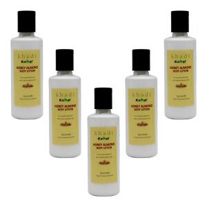 Khadi Kamal Herbal 100 Pure Natural & Organic Honey Almond Body Lotion For Men And Women 210ml Packof 5