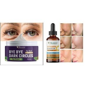 Kuraiy Vitamin C Happiness Face Serum With Kuraiy Bye Bye Dark Circle Eye Cream Natural Herbal 50gm Combo Pack