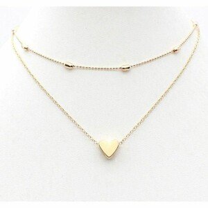 Charming Gold Plated Double Layered Heart Pendant Necklace For Women and Girls