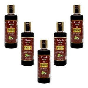 Khadi Kamal Herbal 100 Pure Natural & Organic Bhringraj Oil For Men And Women For Hair 210ml Pack of 5