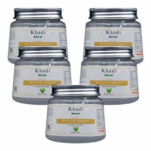 Khadi Kamal Herbal 100 Pure Natural & Organic Aloevera Gel For Men And Women For Face And Hair 200ml Pack of 5