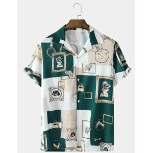 Rayon Printed Half Sleeves Regular Fit Mens Casual Shirt