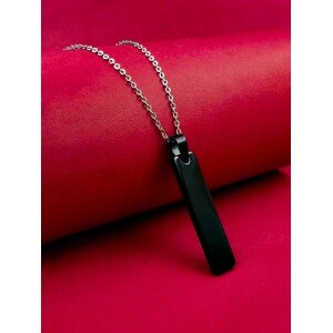 Black Stainless Steel Vertical Bar Pendant adjustable Necklace chain