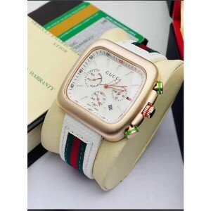 Gucci Chronograph White Leather Edition Watch For Men (SG-262)