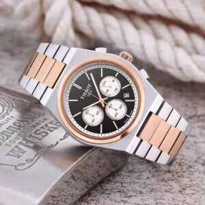 Tissot Watch Stainless Steel Rose Gold Chronograph Watch For Men (SG-44)
