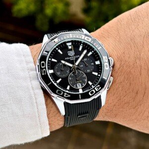 Men's Tag Heauer Watch Full Black Chronograph Working (SG-55)