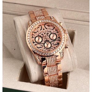 Men's Rolex Watch Rose Gold Tiger Diamond Stainless Steel Edition Watch (SG-188)