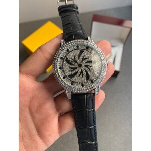 Classy Diamond Spinner Leather Watch (SG-908)