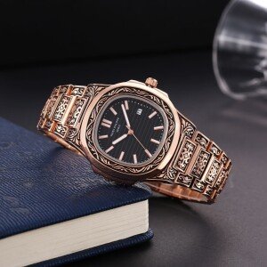 Patek Philippe Watch Rose Gold Black For Men (SG-350)