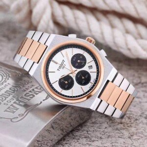 Tissot Watch Stainless Steel Rose Gold Chronograph Watch For Men